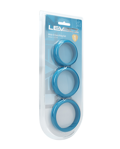 Shots Levelz Wide O Silicone Cock Ring Set of 3 (42 mm, 50 mm, 55 mm) - Teal