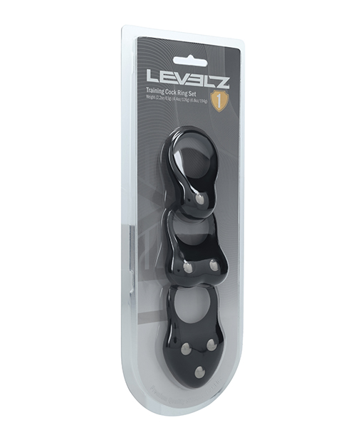 Shots Levelz Silicone Training Cock Ring Set of 3 - Black