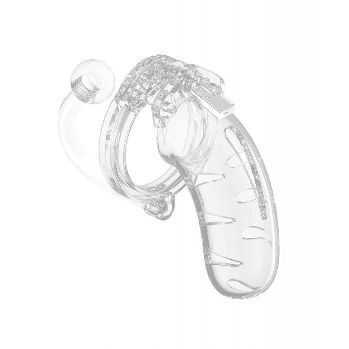 Shots Man Cage 4.5" Cock Cage w/Plug 11 - Clear 