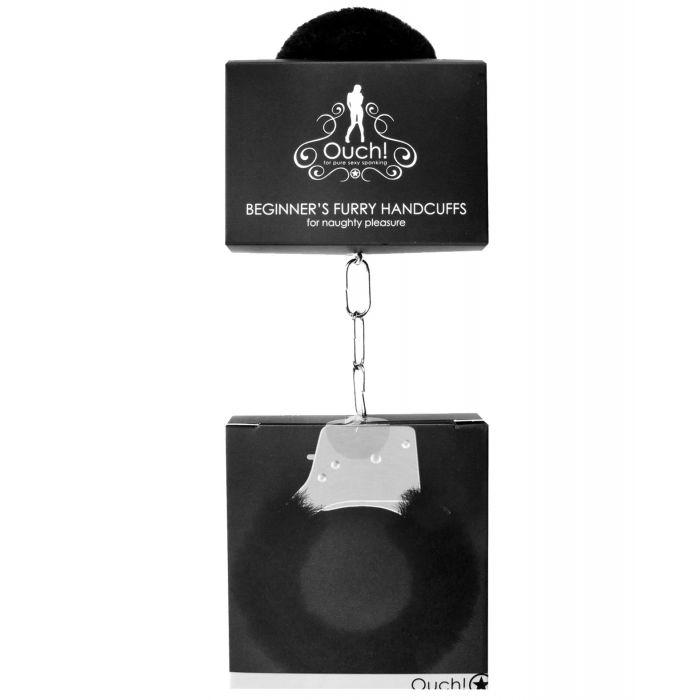 Shots Ouch Beginner's Handcuffs Furry - Black