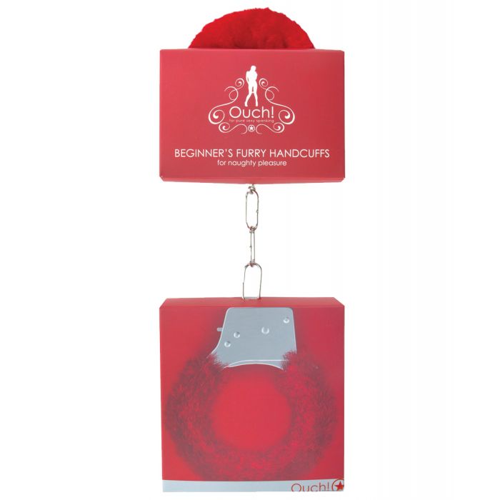 Shots Ouch Beginner's Handcuffs Furry - Red