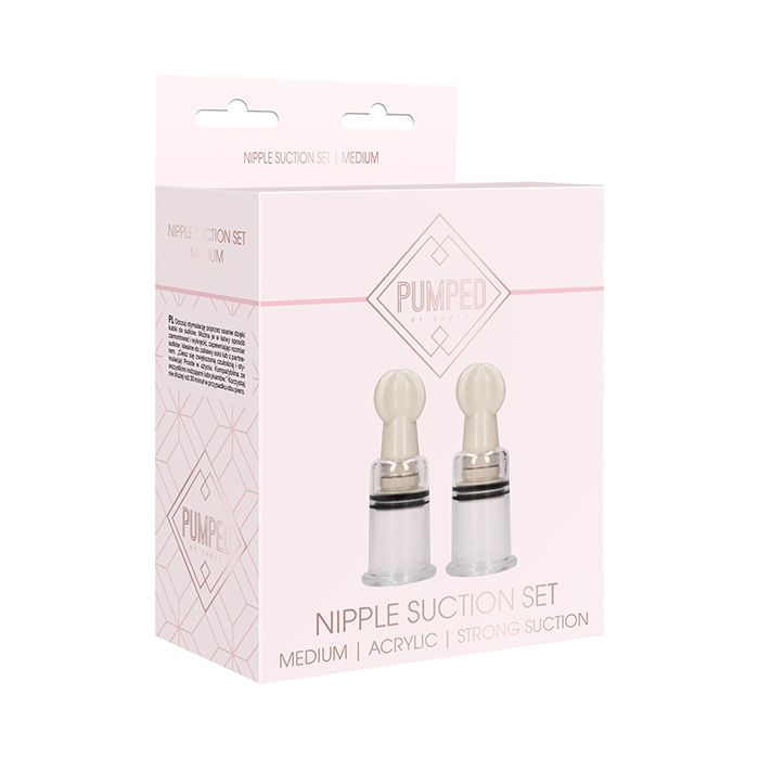 Shots Pumped Nipple Suction Set - Medium Clear