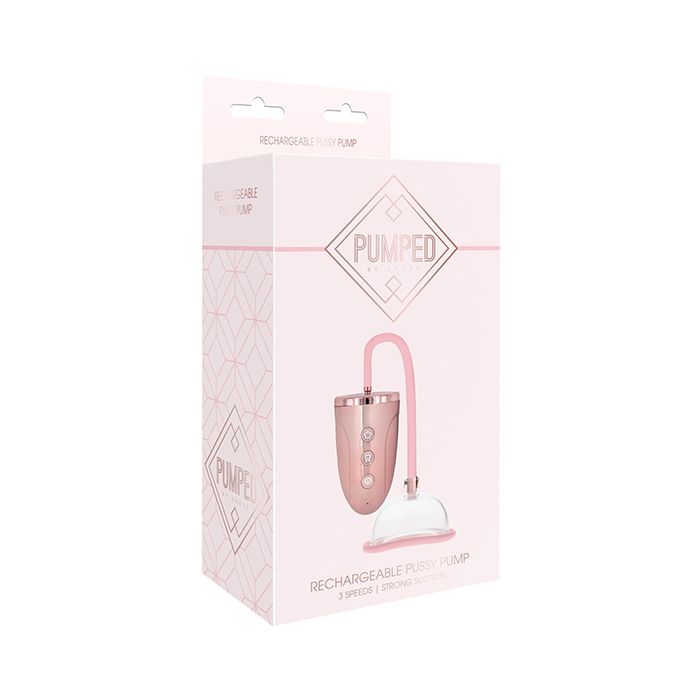 Shots Pumped Automatic Rechargeable Pussy Pump Set - Rose Gold 