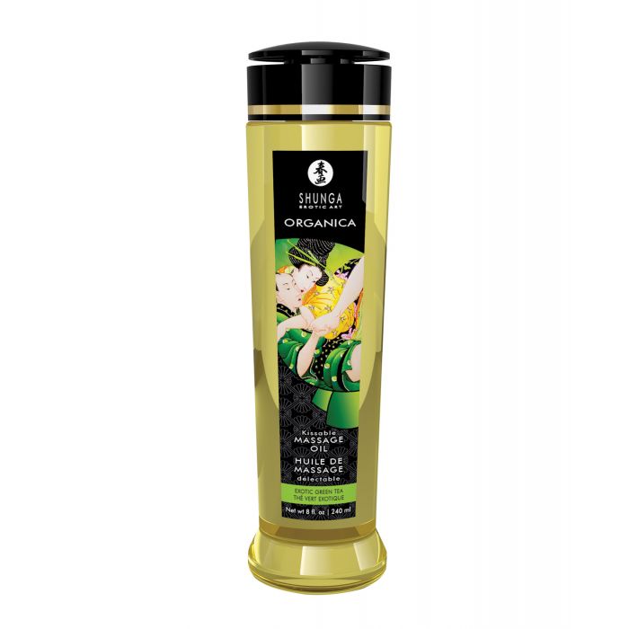 Shunga Organica Kissable Massage Oil - 8 oz Exotic Green Tea