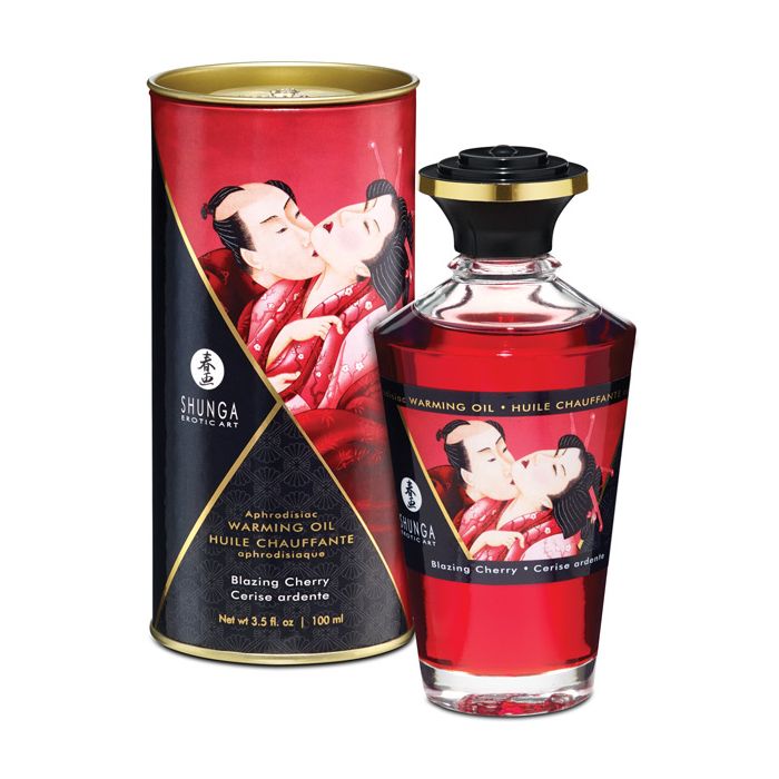 Shunga Warming Oil - 3.5 oz Blazing Cherry