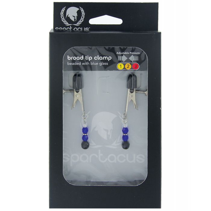 Spartacus Adjustable Broad Tip Blue Beaded Nipple Clamps