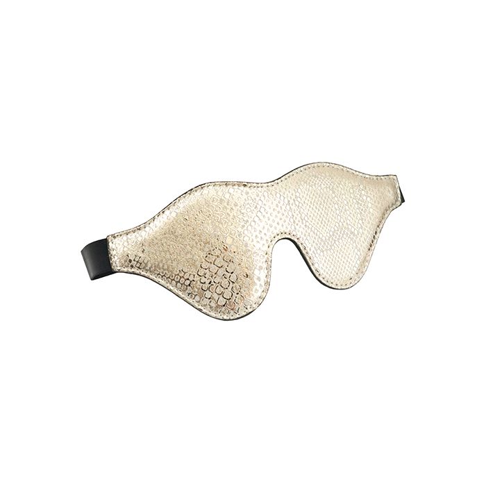 Spartacus Blindfold w/Leather - White Snakeskin Micro Fiber