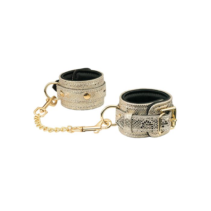Spartacus Wrist Restraints w/Leather Lining - White Snakeskin Micro Fiber