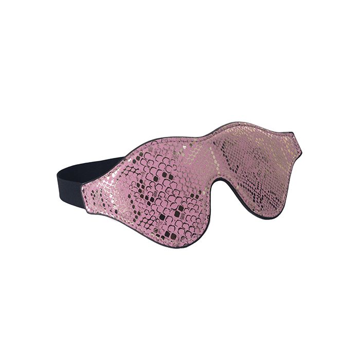 Spartacus Blindfold w/Leather - Pink Snakeskin Micro Fiber