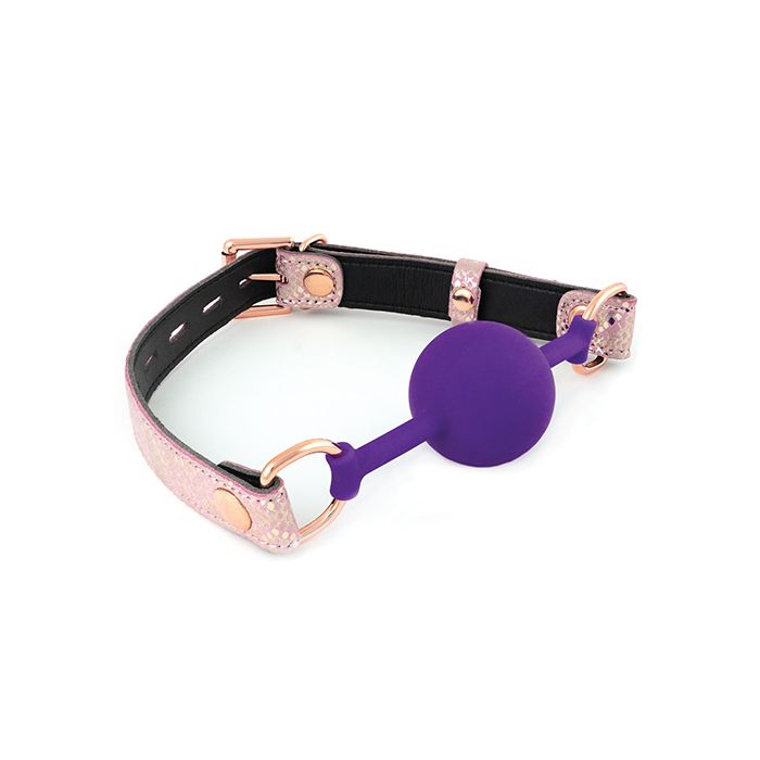 Spartacus Silicone Gag w/Leather Lining - Pink Snakeskin Micro Fiber