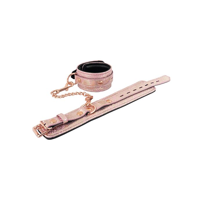 Spartacus Ankle Restraints w/Leather Lining - Pink Snakeskin Micro Fiber