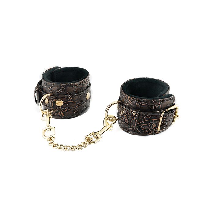 Spartacus Faux Fur Lining Ankle Restraints - Brown Floral Print