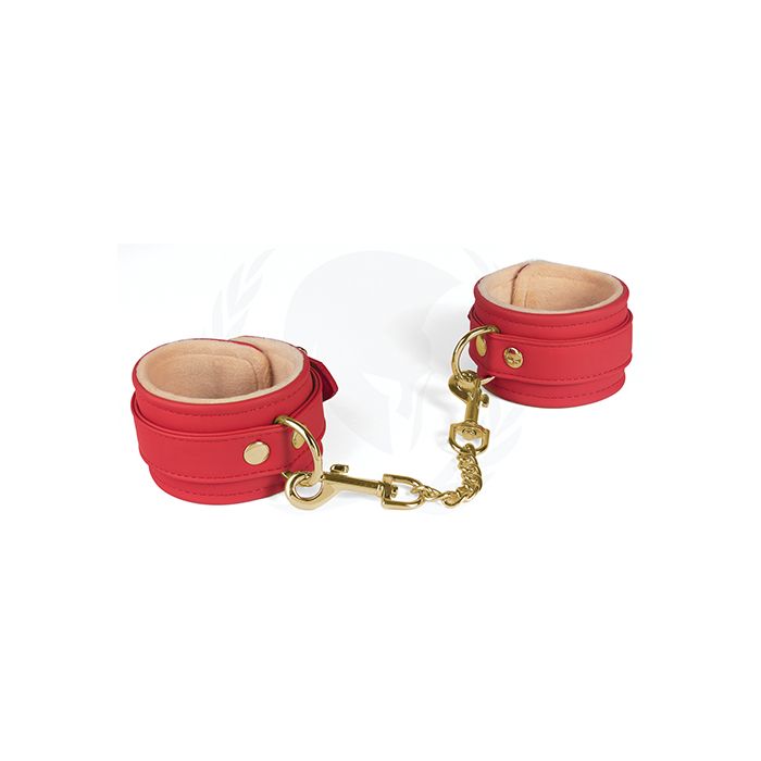 Spartacus PU Ankle Cuffs w/Plush Lining - Red