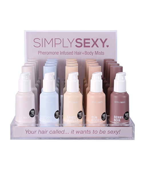 Simply Sexy Pheromone Hair + Body Mist Bundle w/Testers - 26 pcs and Acrylic Display
