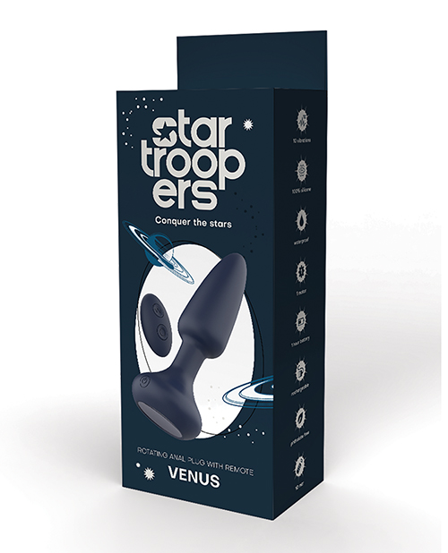 Star Troopers Venus Rotating Anal Plug w/Remote - Black 