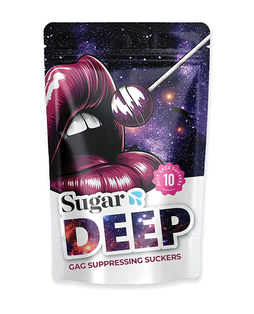 Sugar Splash Deep Gag Suppressing Purple Razz Suckers Pack of 10
