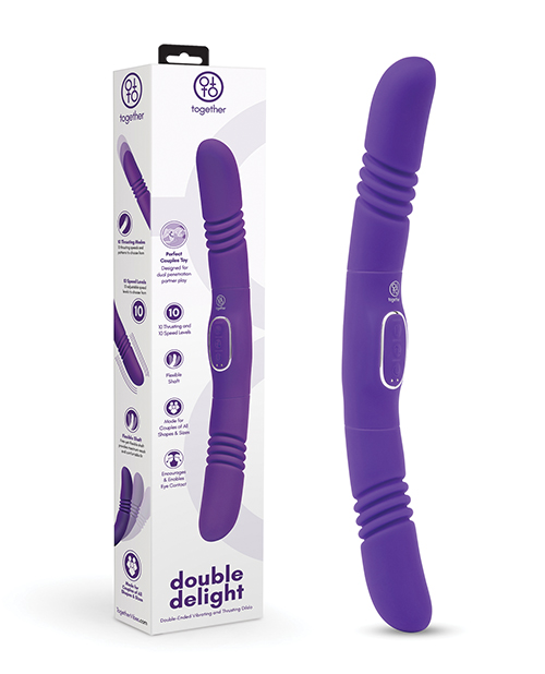 Together Double Delight Double-Ended Vibrating & Thrusting Vibrator - Purple 