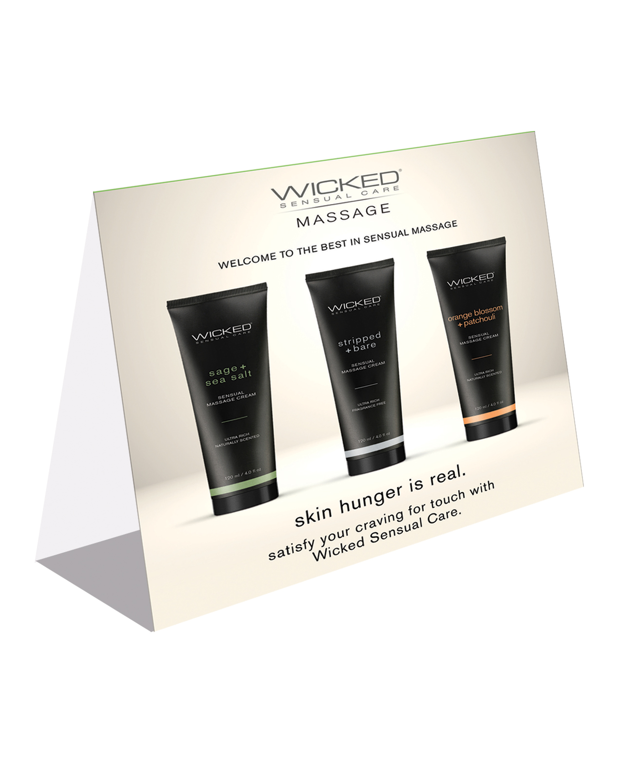 PROMO Massage Creams Tent Card