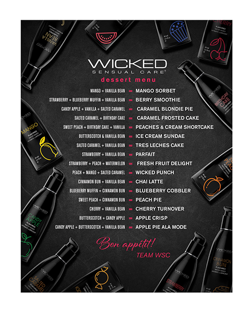 PROMO Wicked Sensual Care Dessert Me Menu Tent Card