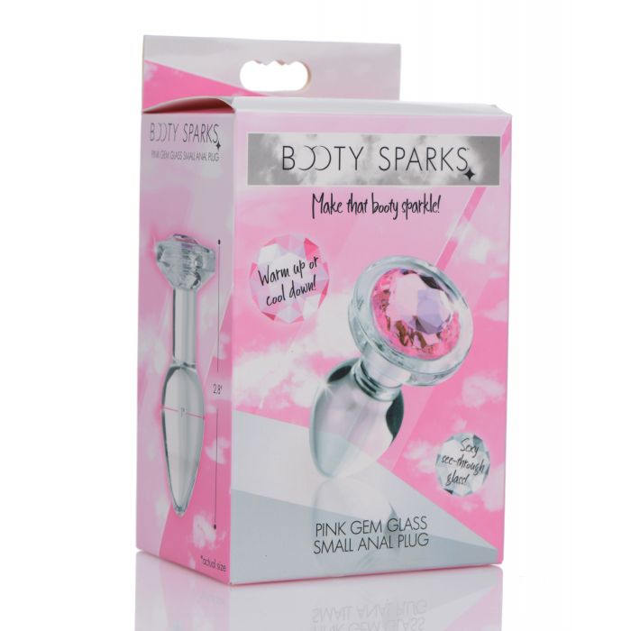 Booty Sparks Pink Gem Glass Anal Plug - Small 