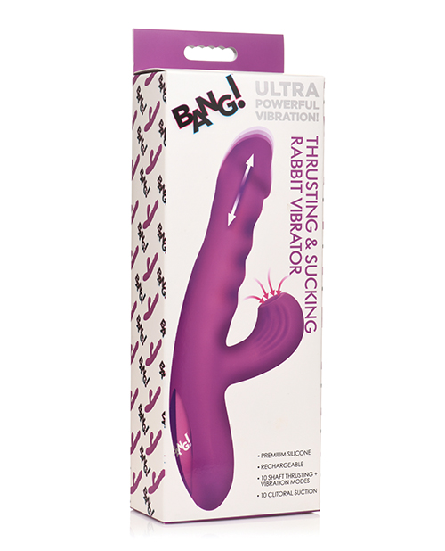 Bang! Thrusting & Sucking Rabbit Vibrator - Purple 