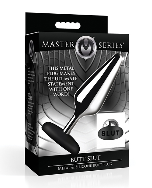 Master Series Butt Slut Metal & Silicone Butt Plug - Metal/Black 