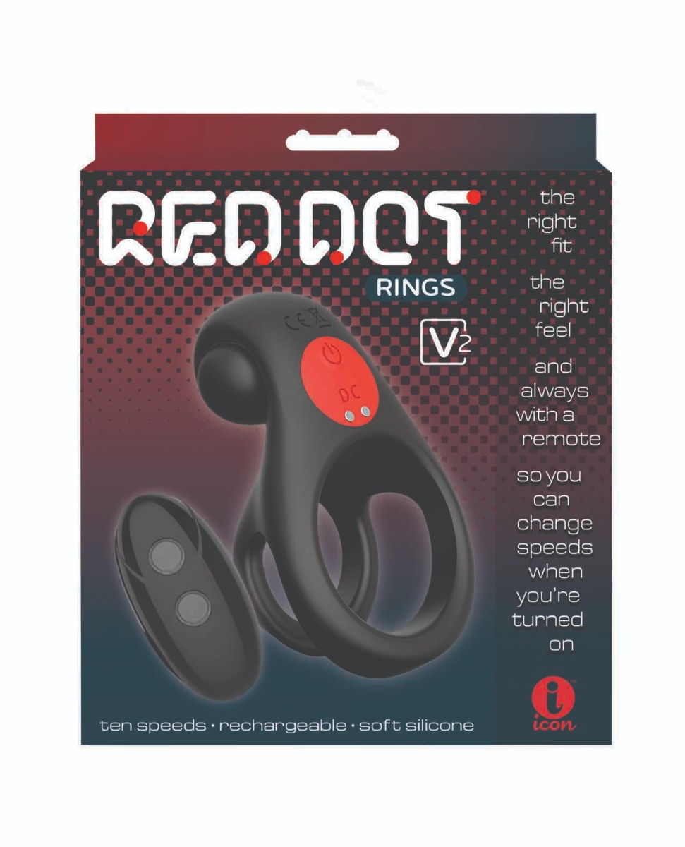 Massive Red Dot Cock Ring V2 - Black