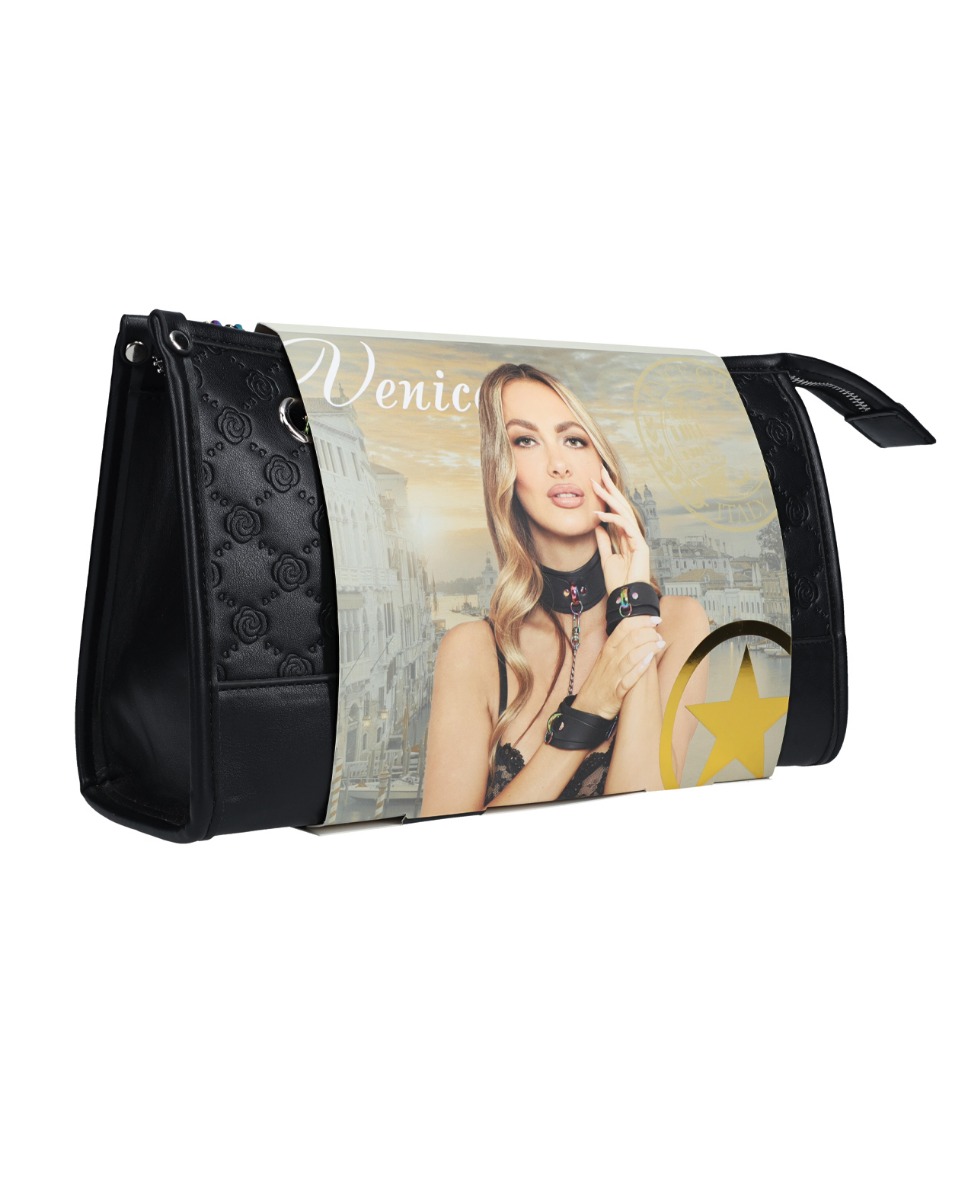 Shots Ouch! Venice Collection Bondage Kit w/Bag - Black/Iridescent 